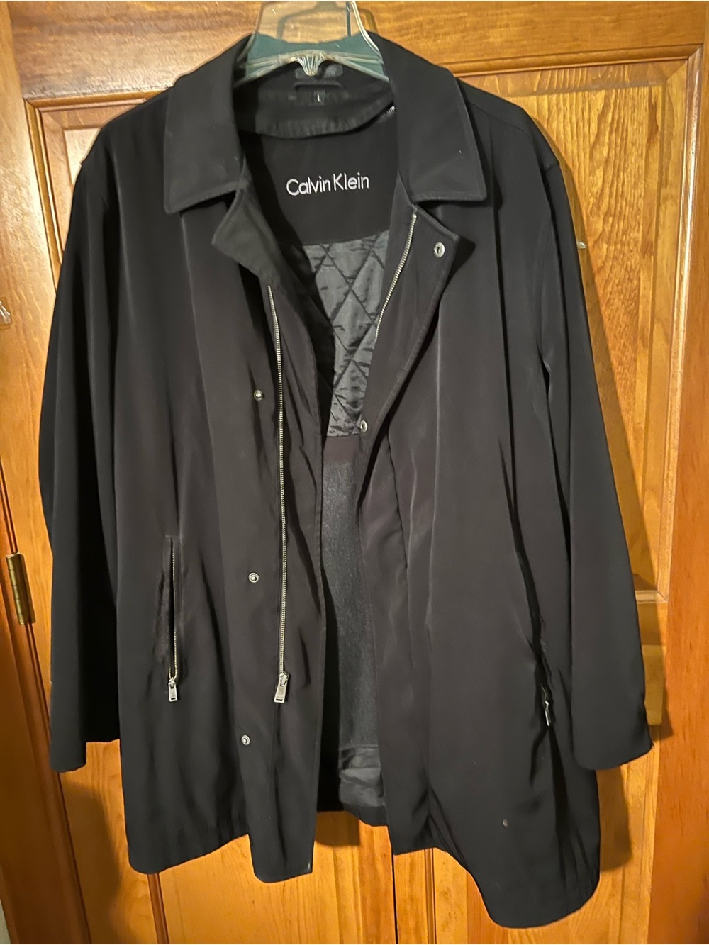 Calvin Klein Men's Black Quilted-Lined Trench Coat